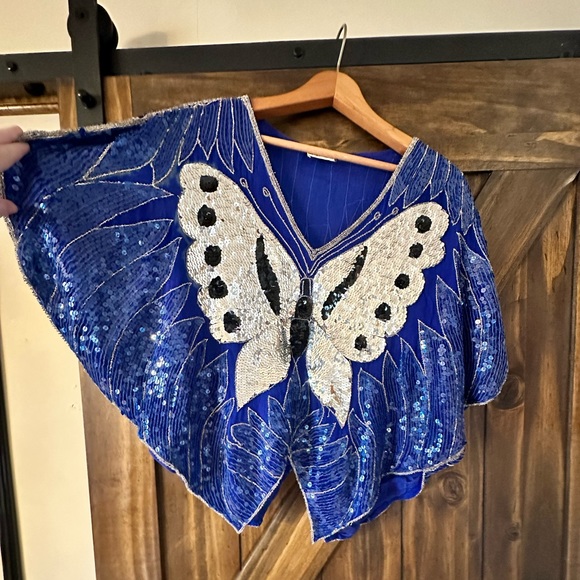 70’s vintage sequin butterfly top - Picture 2 of 8